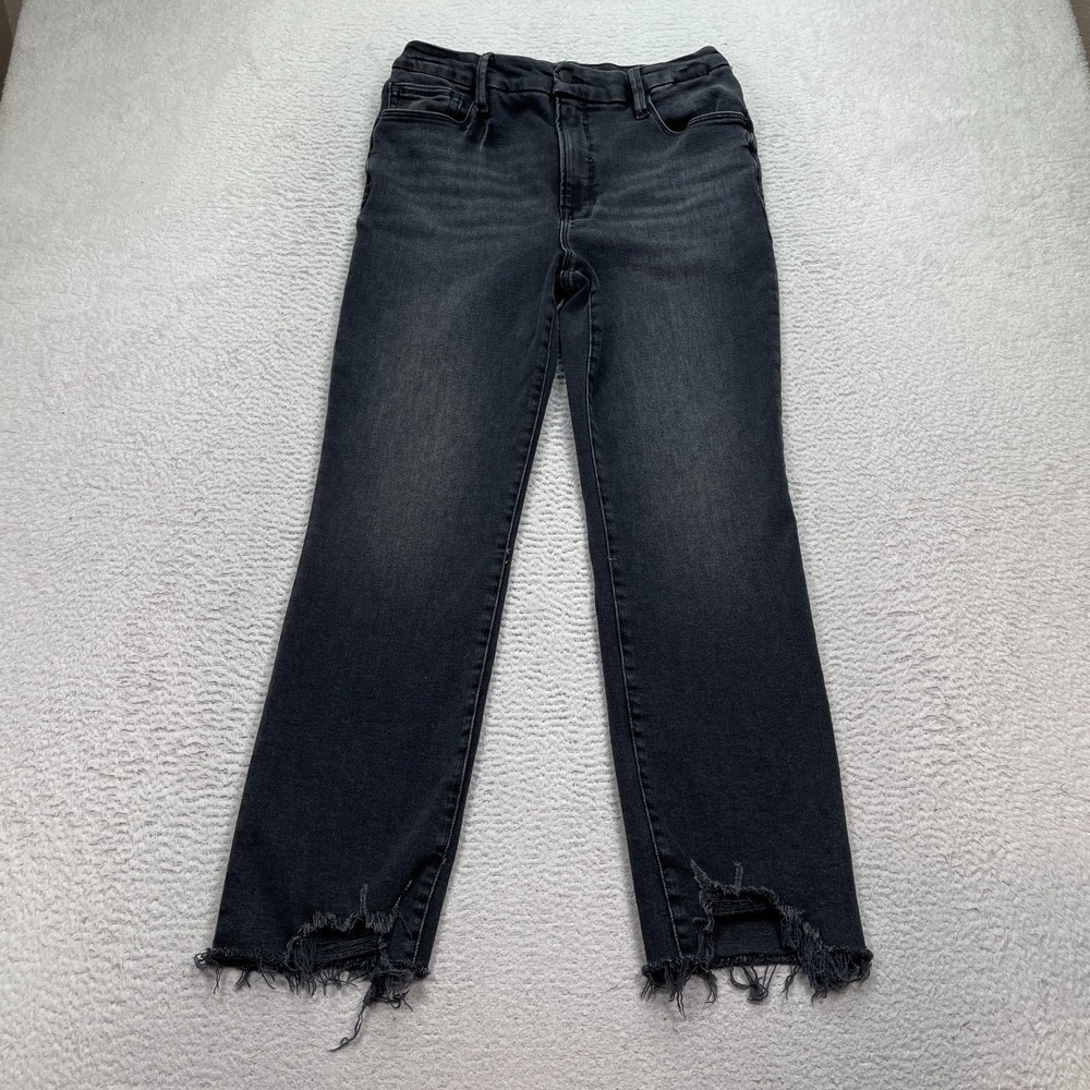 Good American Distressed Jeans Women's Size 2/26 (Fits 28X27) Raw Hem GCL731BTNA